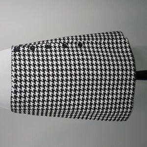 Vince Camuto Black White Houndstooth Wool Blend Button Wrap Mini Skirt Size 14W